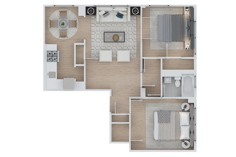 2 bedroom 1 bathroom Floor plan D at The Embassy, St. Louis, 63108